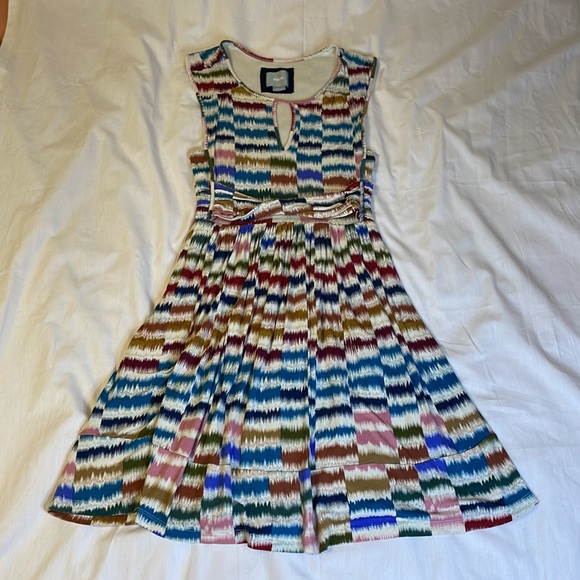 Anthropologie Maeve Sennebec Keyhole Dress Multicolor Rainbow Jersey Knit - Picture 2 of 11